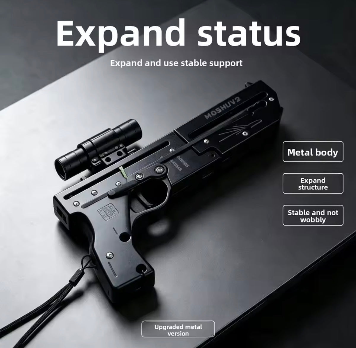 Foldable Card Slingshot V2 With Scope & Laser + 200 Metal Pellets